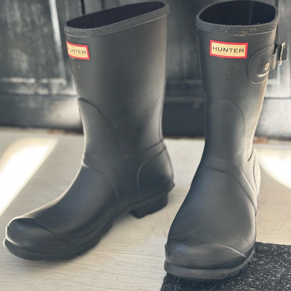 Mid Calf Black Hunter Rain Boots